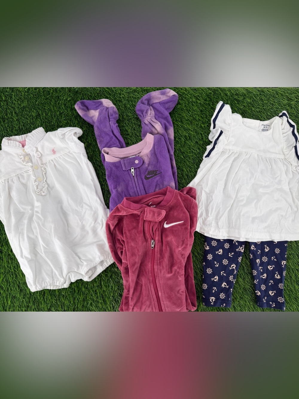 Ralph Lauren & Nike 9 Month Baby Clothing Lot Fleece Onesie Nautical Outfits